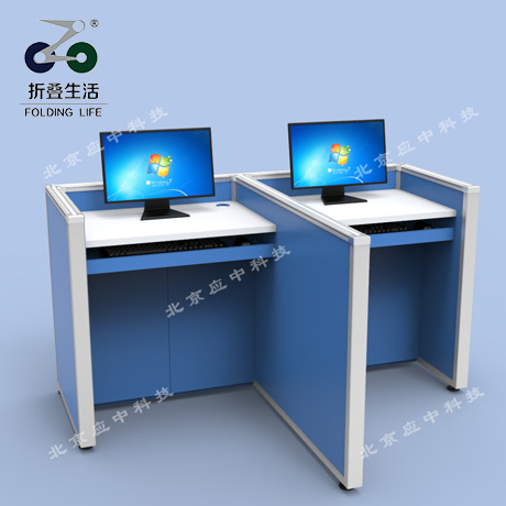 山字型升降屏風(fēng)電腦桌（湖藍色）